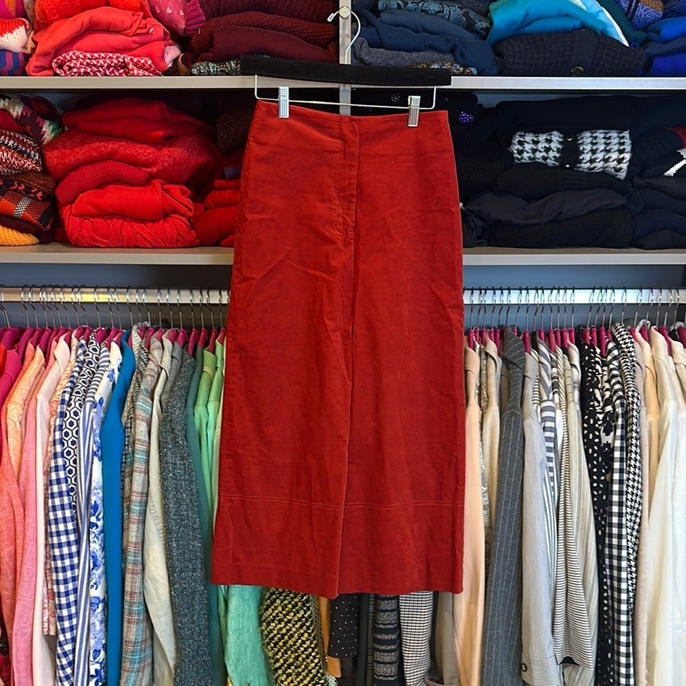 Gianni Bini deep terracotta wide leg 2 pocket corduroy cropped pants size 0
